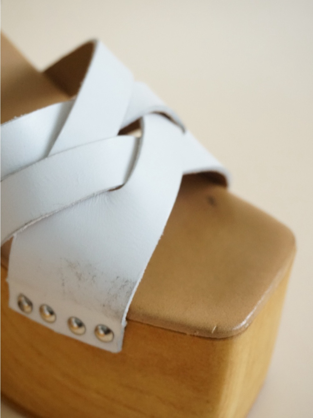 Steve Madden White Chunky Leather "Caileen" Block Y2K Heel NWT - Size 9 - Picture 2 of 8